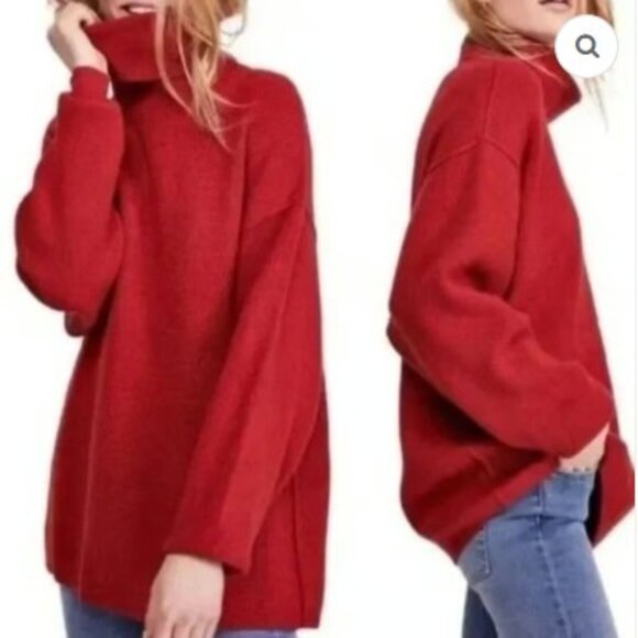 Free People Softly Structured Knit Tunic Sweater Red Size Small - Picture 1 of 8